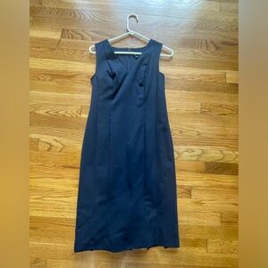 Cute Ann Taylor dress, perfect for professional wear. Navy blue w/ pleated back